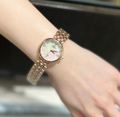 Omega De Ville 27mm Rose Gold Bracelet White Mother of Pearl Dial Women Watch